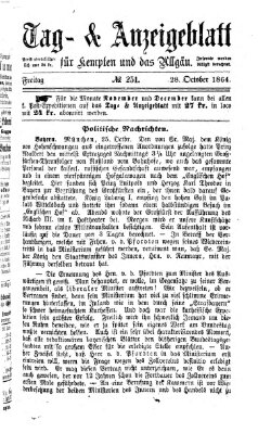 Tag- und Anzeigeblatt für Kempten und das Allgäu Freitag 28. Oktober 1864