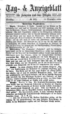 Tag- und Anzeigeblatt für Kempten und das Allgäu Samstag 12. November 1864