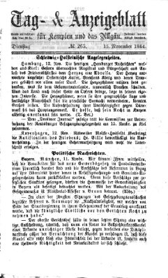 Tag- und Anzeigeblatt für Kempten und das Allgäu Dienstag 15. November 1864