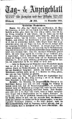 Tag- und Anzeigeblatt für Kempten und das Allgäu Mittwoch 16. November 1864