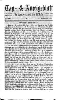 Tag- und Anzeigeblatt für Kempten und das Allgäu Samstag 26. November 1864