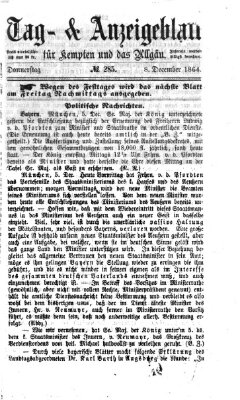 Tag- und Anzeigeblatt für Kempten und das Allgäu Donnerstag 8. Dezember 1864