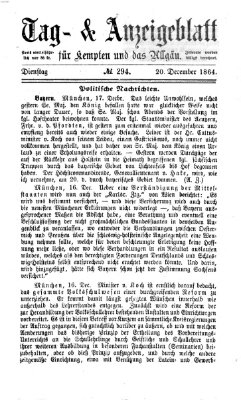 Tag- und Anzeigeblatt für Kempten und das Allgäu Dienstag 20. Dezember 1864