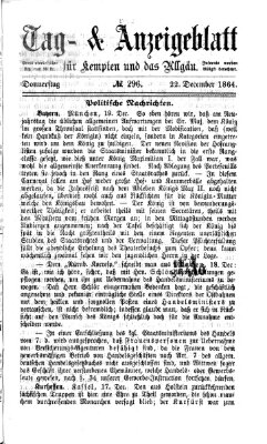 Tag- und Anzeigeblatt für Kempten und das Allgäu Donnerstag 22. Dezember 1864