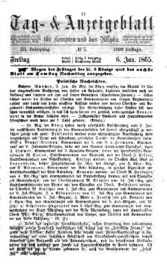 Tag- und Anzeigeblatt für Kempten und das Allgäu Freitag 6. Januar 1865