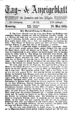 Tag- und Anzeigeblatt für Kempten und das Allgäu Sonntag 28. Mai 1865