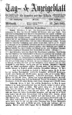 Tag- und Anzeigeblatt für Kempten und das Allgäu Mittwoch 12. Juli 1865