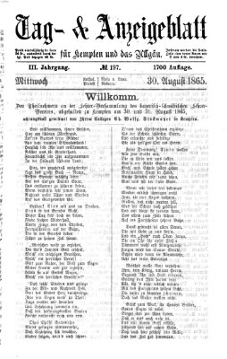 Tag- und Anzeigeblatt für Kempten und das Allgäu Mittwoch 30. August 1865