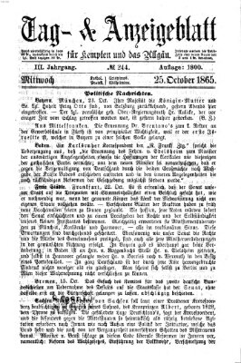 Tag- und Anzeigeblatt für Kempten und das Allgäu Mittwoch 25. Oktober 1865