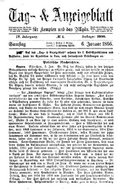 Tag- und Anzeigeblatt für Kempten und das Allgäu Samstag 6. Januar 1866