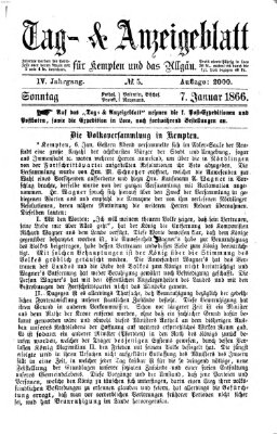 Tag- und Anzeigeblatt für Kempten und das Allgäu Sonntag 7. Januar 1866