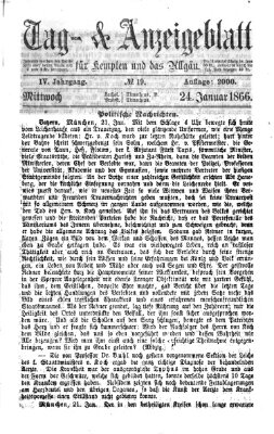 Tag- und Anzeigeblatt für Kempten und das Allgäu Mittwoch 24. Januar 1866