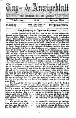 Tag- und Anzeigeblatt für Kempten und das Allgäu Samstag 27. Januar 1866