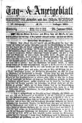 Tag- und Anzeigeblatt für Kempten und das Allgäu Sonntag 28. Januar 1866