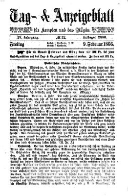 Tag- und Anzeigeblatt für Kempten und das Allgäu Freitag 9. Februar 1866