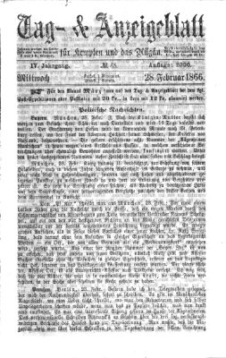 Tag- und Anzeigeblatt für Kempten und das Allgäu Mittwoch 28. Februar 1866