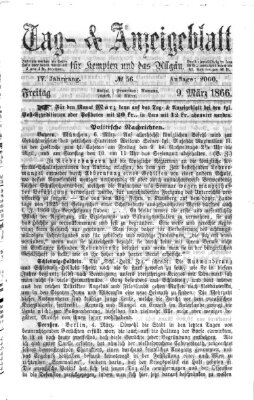 Tag- und Anzeigeblatt für Kempten und das Allgäu Freitag 9. März 1866