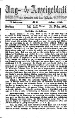 Tag- und Anzeigeblatt für Kempten und das Allgäu Freitag 23. März 1866