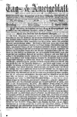 Tag- und Anzeigeblatt für Kempten und das Allgäu Samstag 7. April 1866