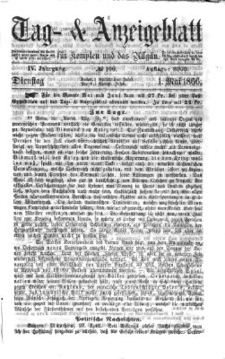 Tag- und Anzeigeblatt für Kempten und das Allgäu Dienstag 1. Mai 1866