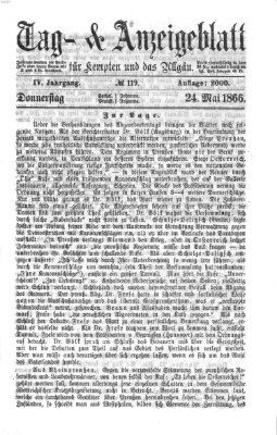 Tag- und Anzeigeblatt für Kempten und das Allgäu Donnerstag 24. Mai 1866