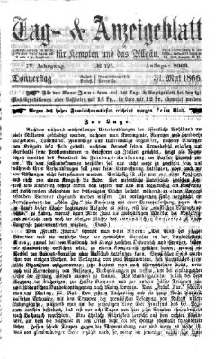 Tag- und Anzeigeblatt für Kempten und das Allgäu Donnerstag 31. Mai 1866