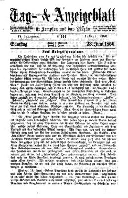 Tag- und Anzeigeblatt für Kempten und das Allgäu Samstag 23. Juni 1866