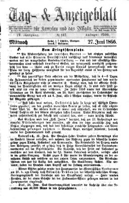 Tag- und Anzeigeblatt für Kempten und das Allgäu Mittwoch 27. Juni 1866