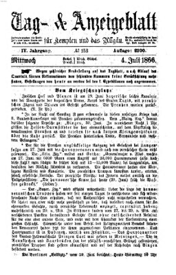 Tag- und Anzeigeblatt für Kempten und das Allgäu Mittwoch 4. Juli 1866