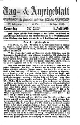 Tag- und Anzeigeblatt für Kempten und das Allgäu Donnerstag 5. Juli 1866