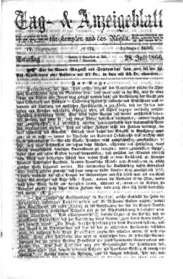 Tag- und Anzeigeblatt für Kempten und das Allgäu Samstag 28. Juli 1866