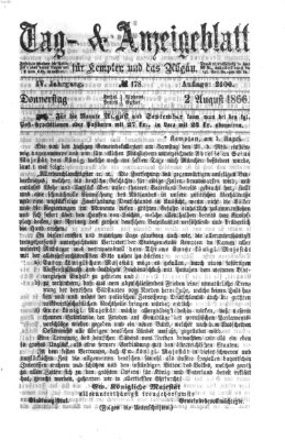 Tag- und Anzeigeblatt für Kempten und das Allgäu Donnerstag 2. August 1866