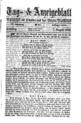 Tag- und Anzeigeblatt für Kempten und das Allgäu Dienstag 7. August 1866