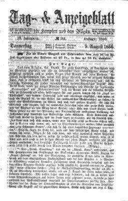 Tag- und Anzeigeblatt für Kempten und das Allgäu Donnerstag 9. August 1866