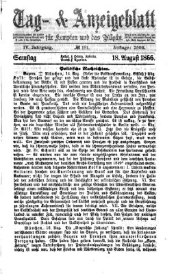 Tag- und Anzeigeblatt für Kempten und das Allgäu Samstag 18. August 1866