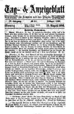 Tag- und Anzeigeblatt für Kempten und das Allgäu Sonntag 19. August 1866