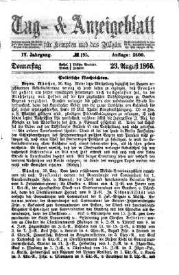 Tag- und Anzeigeblatt für Kempten und das Allgäu Donnerstag 23. August 1866