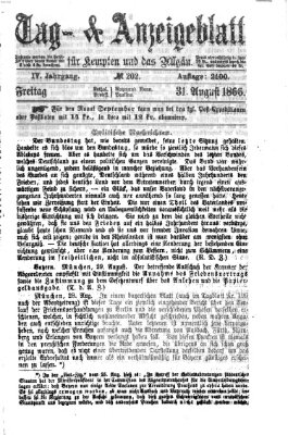 Tag- und Anzeigeblatt für Kempten und das Allgäu Freitag 31. August 1866