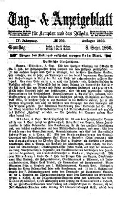 Tag- und Anzeigeblatt für Kempten und das Allgäu Samstag 8. September 1866