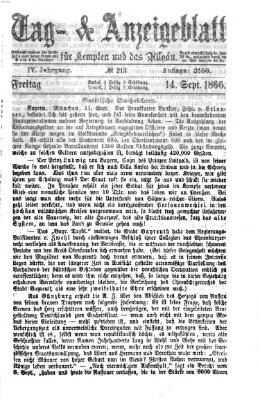 Tag- und Anzeigeblatt für Kempten und das Allgäu Freitag 14. September 1866