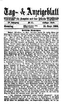 Tag- und Anzeigeblatt für Kempten und das Allgäu Sonntag 16. September 1866