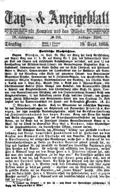 Tag- und Anzeigeblatt für Kempten und das Allgäu Dienstag 18. September 1866