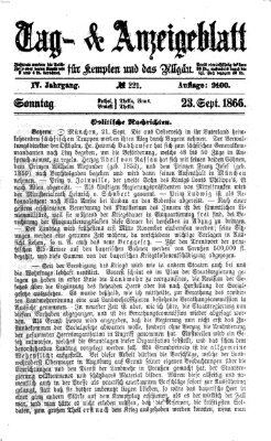 Tag- und Anzeigeblatt für Kempten und das Allgäu Sonntag 23. September 1866