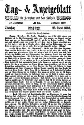 Tag- und Anzeigeblatt für Kempten und das Allgäu Dienstag 25. September 1866