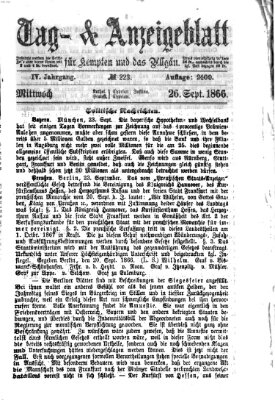 Tag- und Anzeigeblatt für Kempten und das Allgäu Mittwoch 26. September 1866