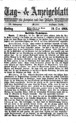 Tag- und Anzeigeblatt für Kempten und das Allgäu Freitag 19. Oktober 1866
