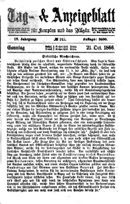 Tag- und Anzeigeblatt für Kempten und das Allgäu Sonntag 21. Oktober 1866