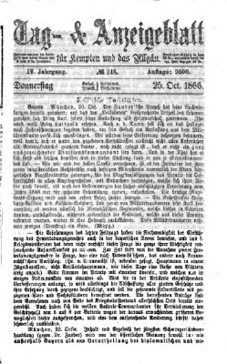 Tag- und Anzeigeblatt für Kempten und das Allgäu Donnerstag 25. Oktober 1866