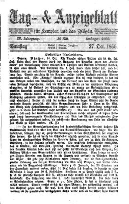 Tag- und Anzeigeblatt für Kempten und das Allgäu Samstag 27. Oktober 1866