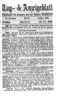 Tag- und Anzeigeblatt für Kempten und das Allgäu Dienstag 30. Oktober 1866